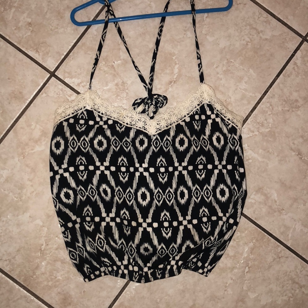black & white tribal top